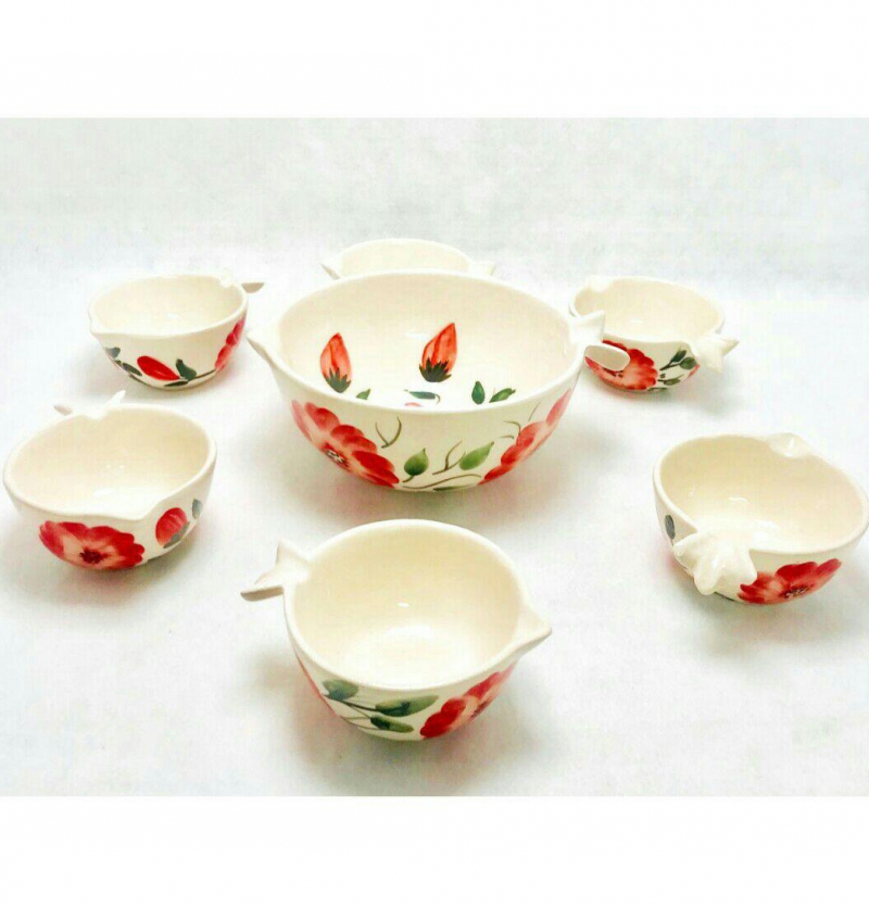 فروش عمده كاسه انار به همراه پياله انار گلدار