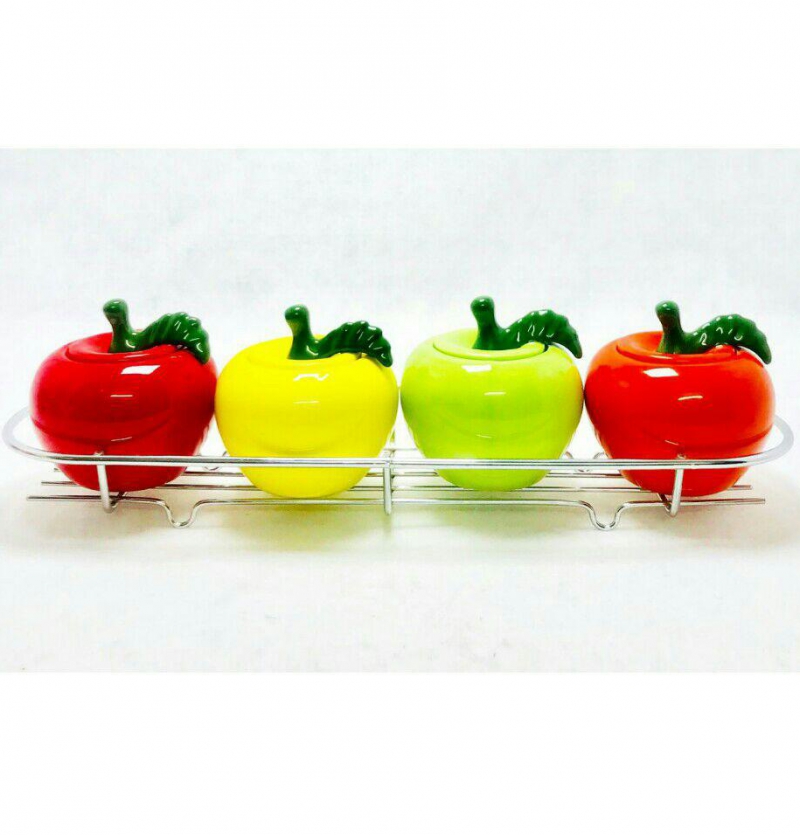 فروش عمده جا ادويه طرح سيب ٤عددی