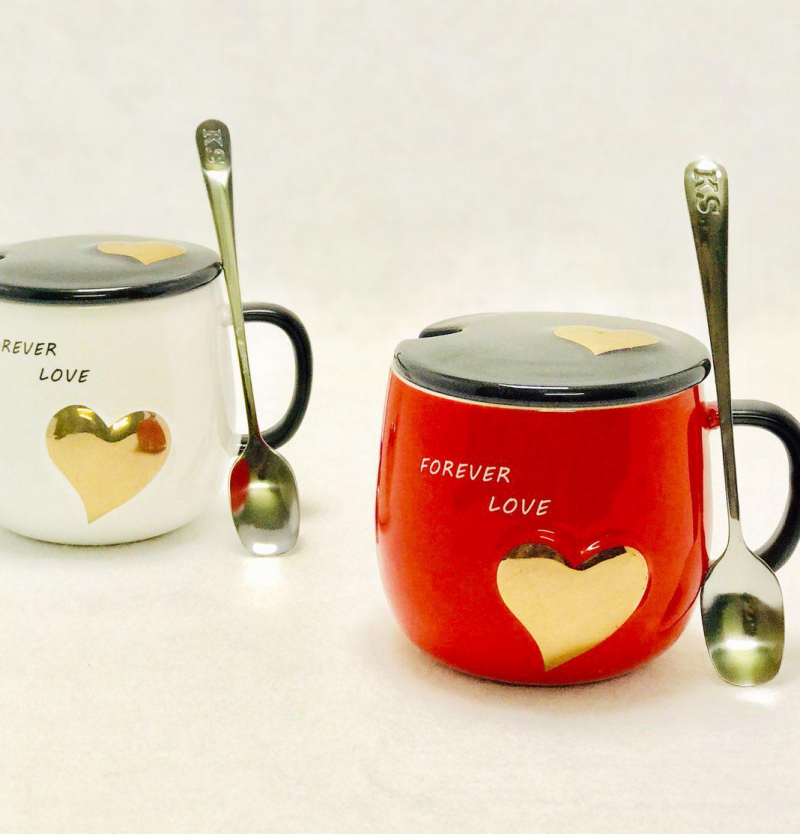 فروش عمده ليوان تپل قلب برجسته قاشقدار new