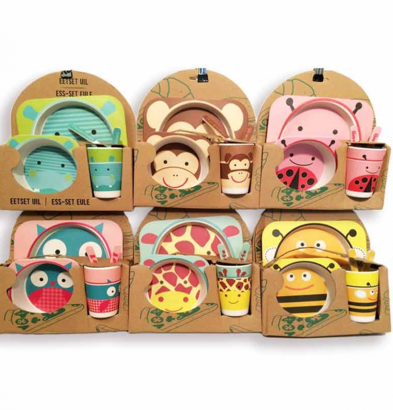 فروش عمده ست ظرف غذا كودك بامبو