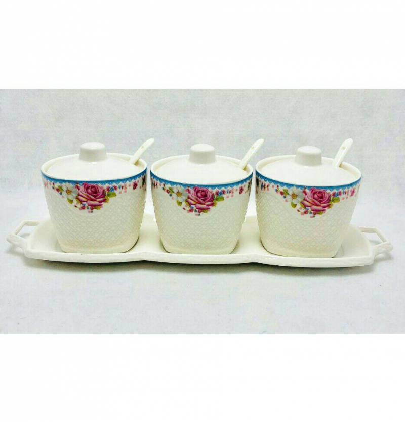 فروش عمده جا ادويه ٣تايي زير سراميك گلدار