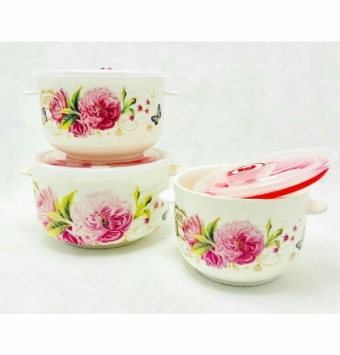 فروش عمده ظرف سه تيكه سراميك بزرگ دسته دار در سوپاپ