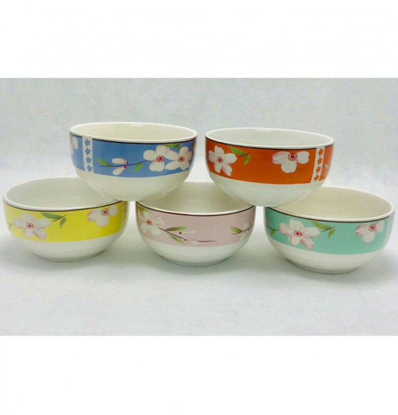 فروش عمده پياله ٥تايی گلدار سراميك