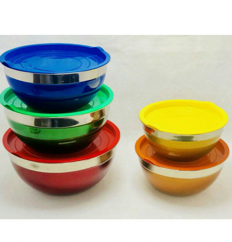 فروش عمده ست لگن استیل رنگي درب دار