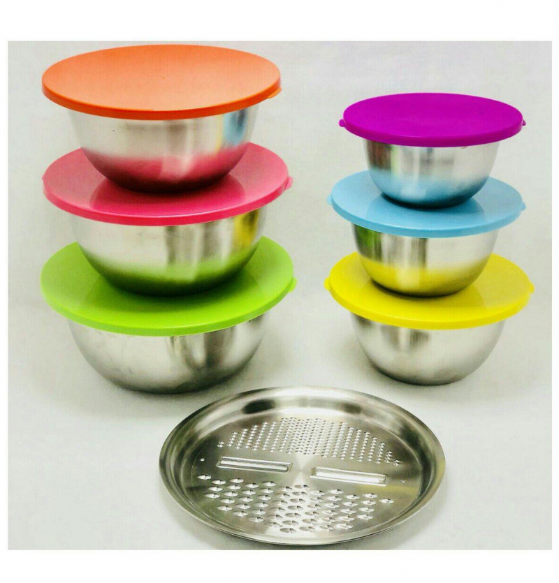 فروش عمده ست لگن استیل 6 تایی رنده دار