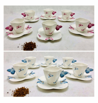 فروش عمده ست قهوه خوری سرامیکی طرح پروانه