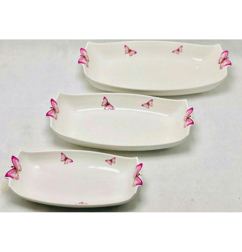 فروش عمده ست تابه 3 عددی بیضی سرامیکی پروانه