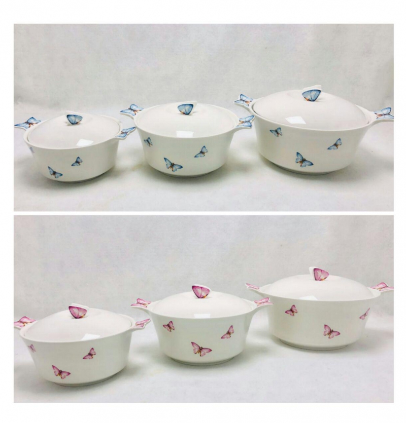 فروش عمده قابلمه 3 عددی سرامیکی پروانه