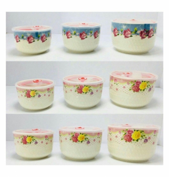 فروش عمده ظروف سه تیکه سرامیک گلدار