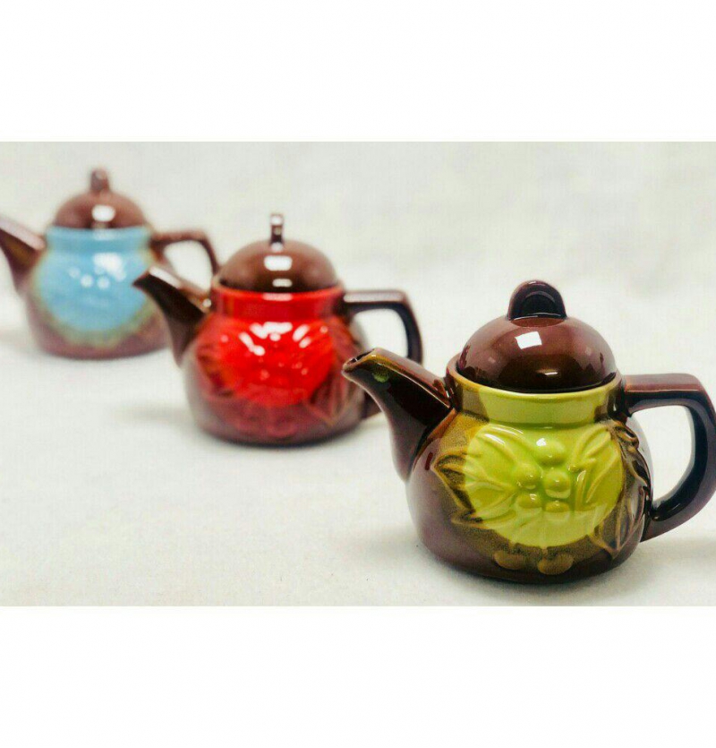 فروش عمده قوری سرامیک قهوه ای طرح گیلاس new