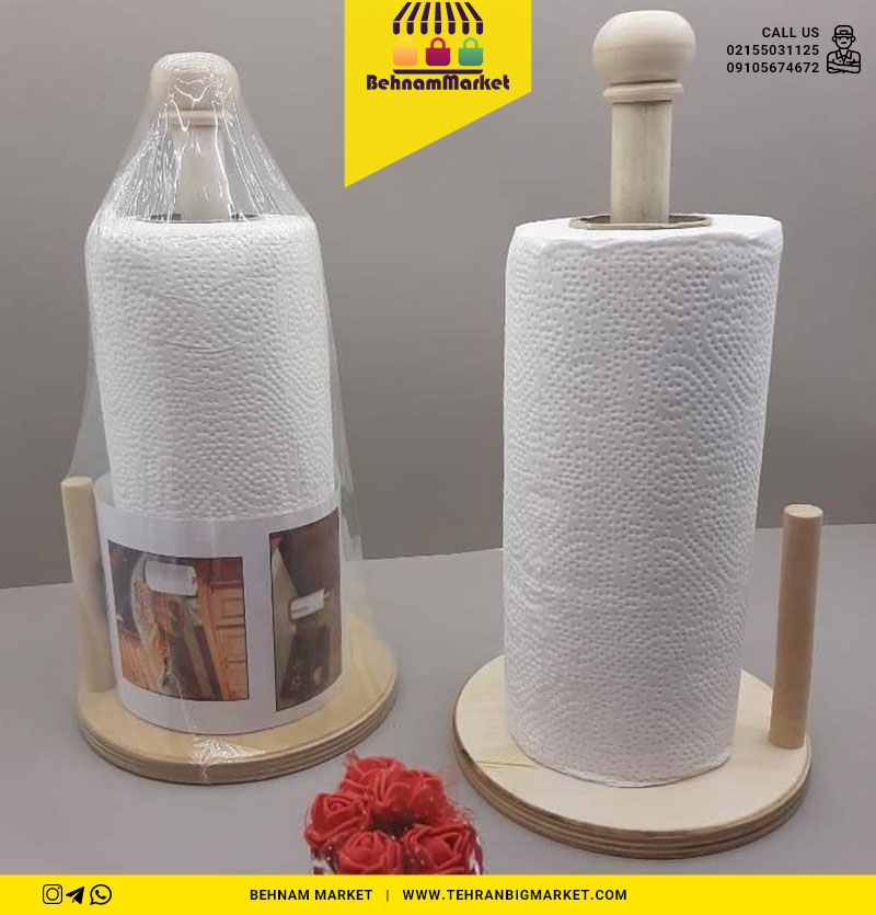 جا دستمال آشپزخانه رولی چوبی
