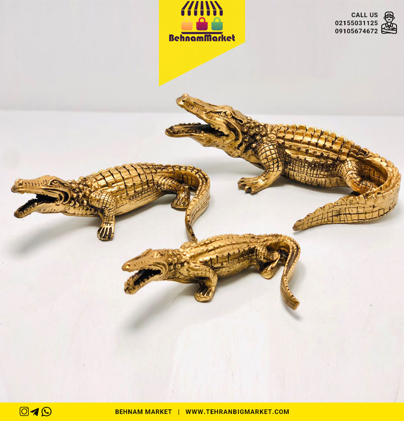 مجسمه تمساح ۳تایی برنزی