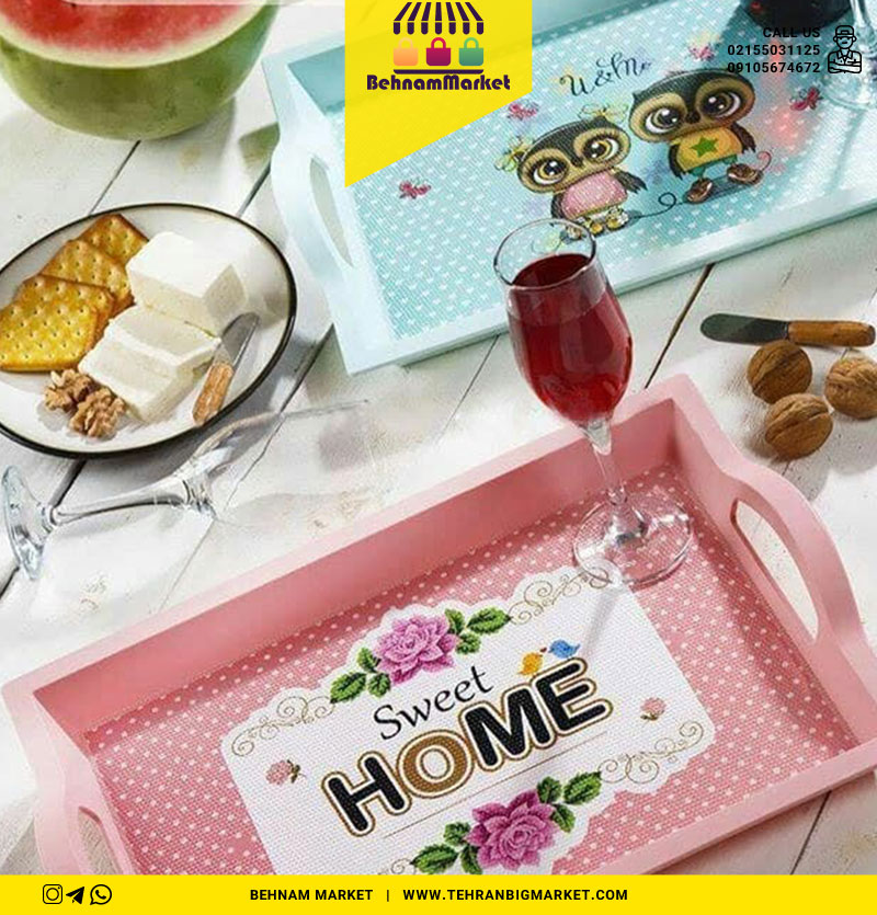 سینی مستطیل بزرگ دسته دار