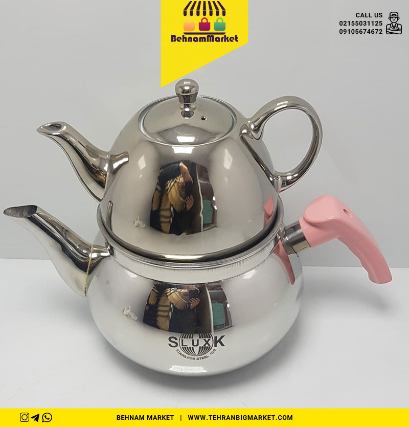 کتری قوری دسته بغل استیل(قوری سرامیک)