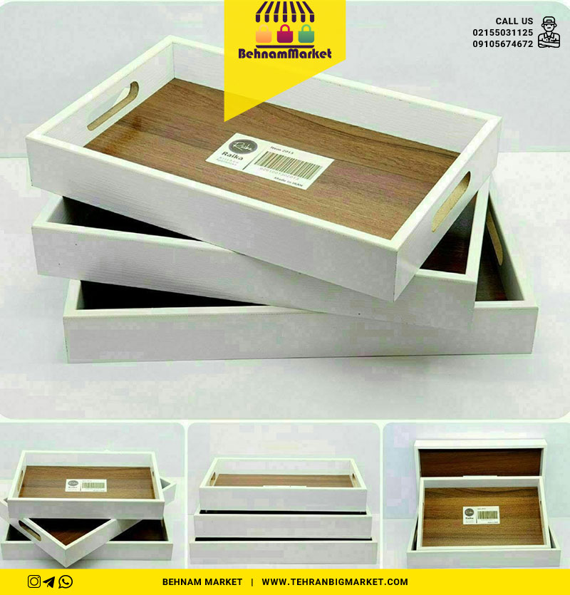 سینی ۳ عددی چوبی