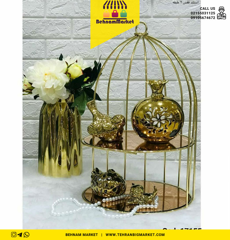 قفس دو طبقه طلایی