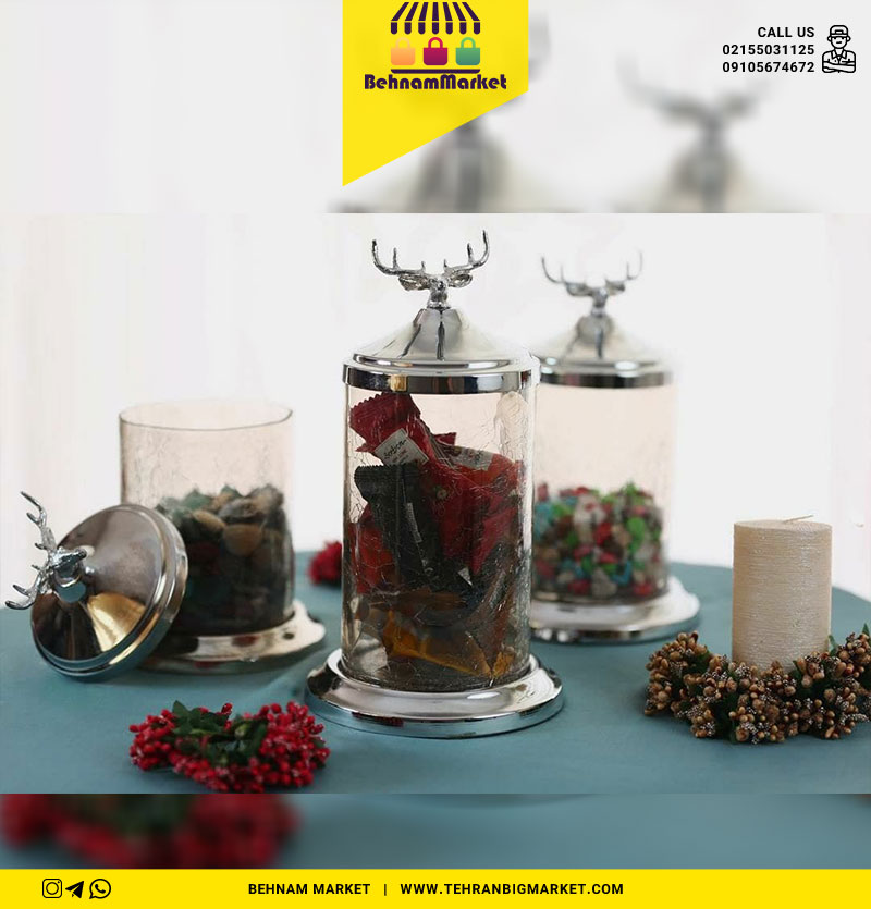 کندی سه سایز شیشه ترک طرح گوزن