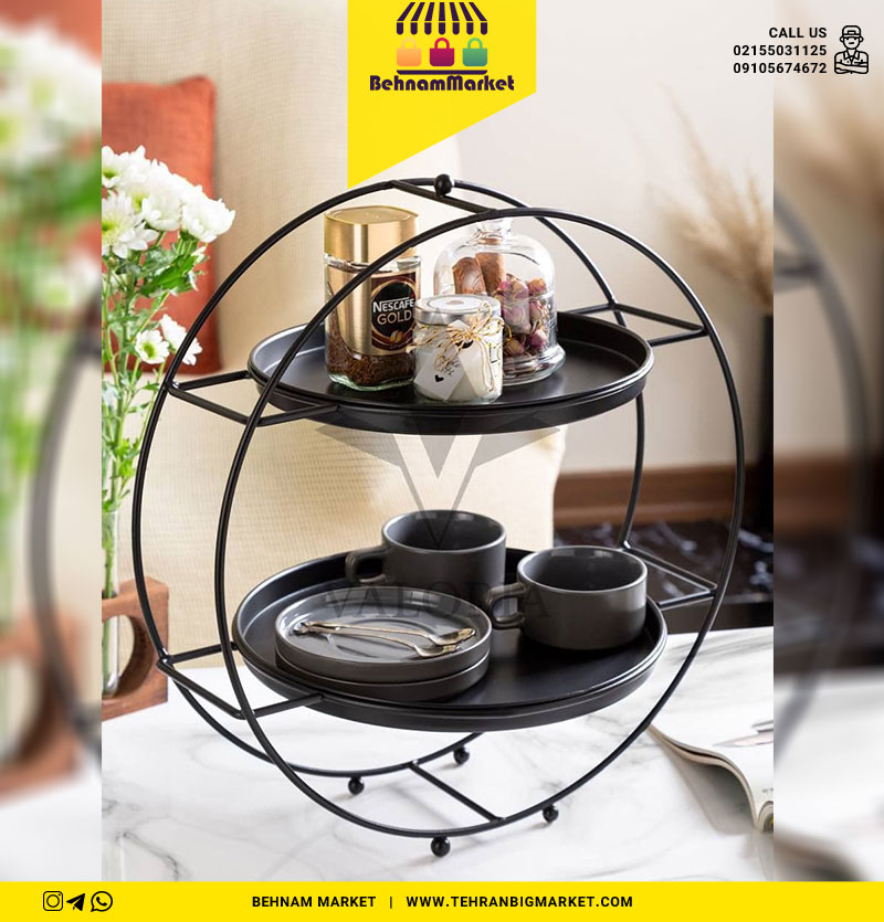 شیرینی خوری و استند فلزی دو طبقه والریا