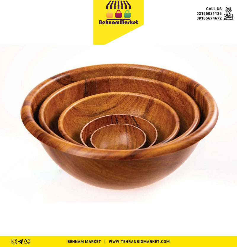 ست کاسه ۵ تایی طرح چوب