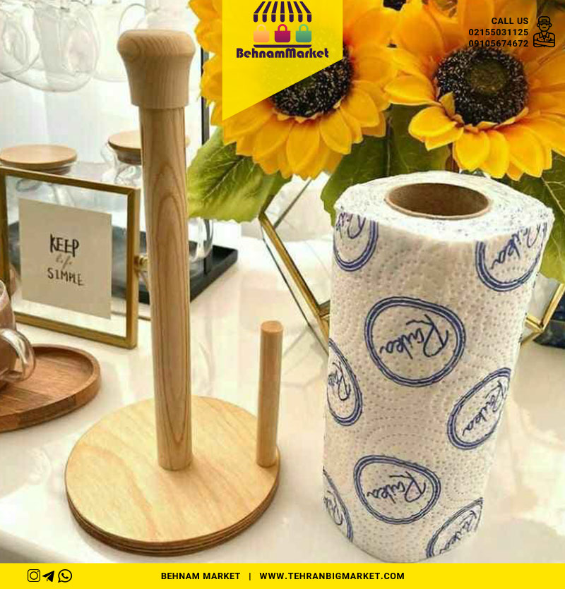 جا دستمال رول چوبی