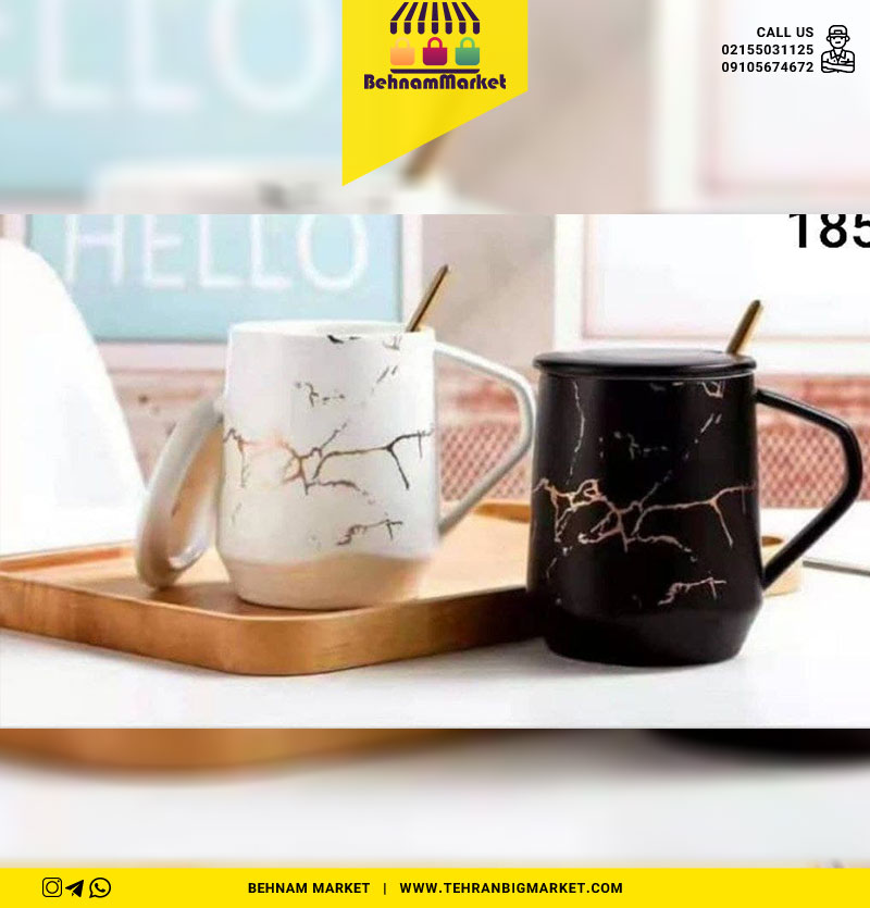 ماگ بلند ماربل درب دار