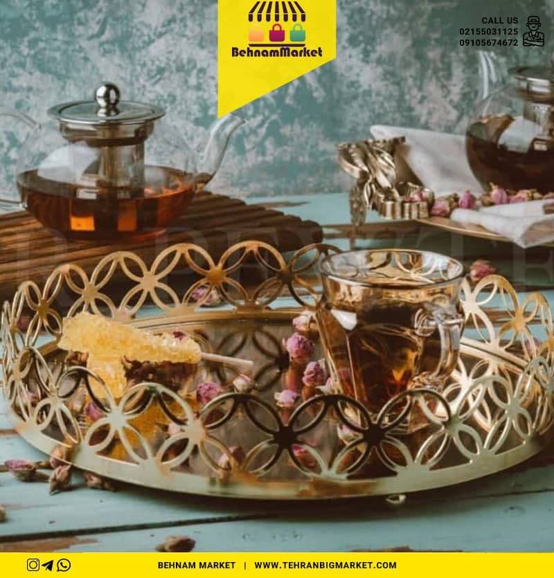 سینی کف اینه ای گرد ارکیده