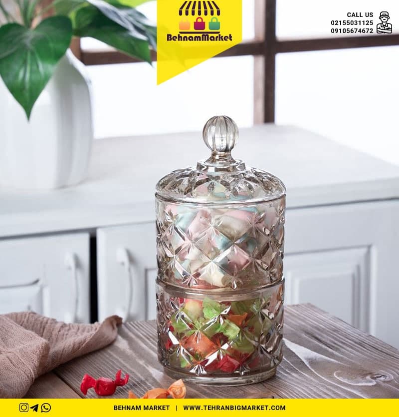 شکلات خوری طرح دار دو طبقه شامپاینی