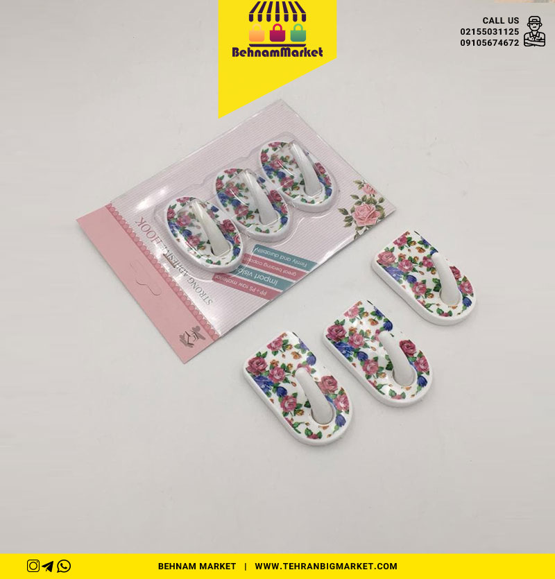 گیره اویز هوک 3 عددی گلدار