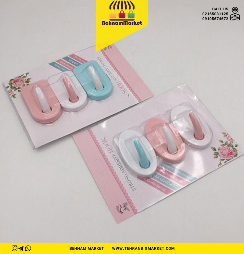 گیره اویز هوک 3 عددی رنگی