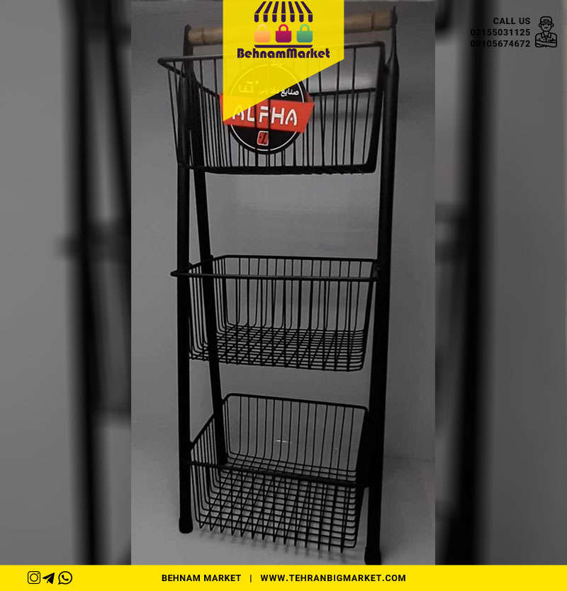 جا پیازی 3 طبقه دسته چوبی