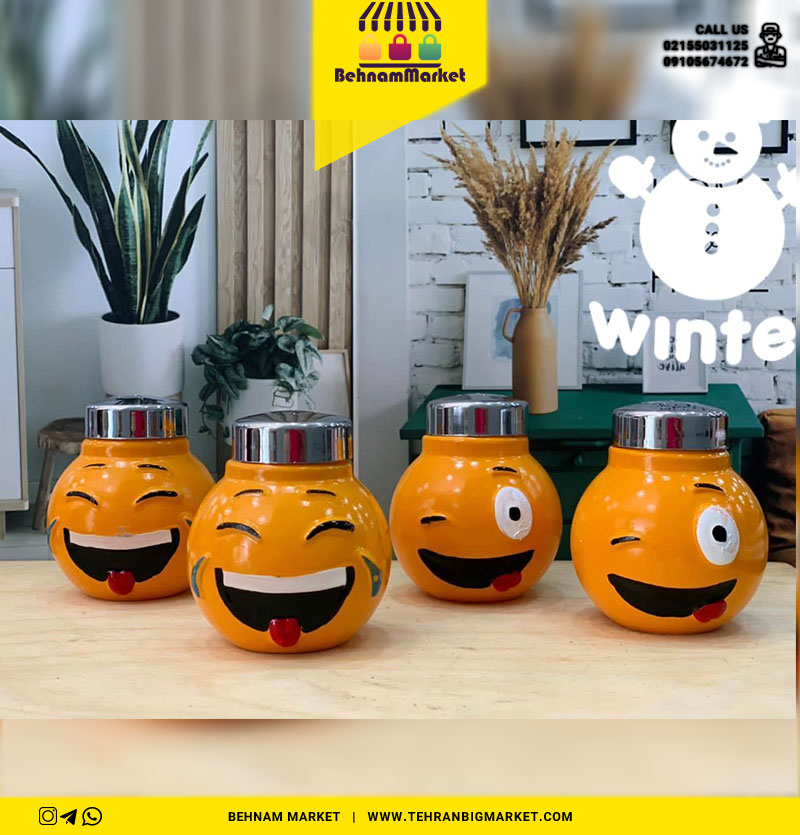 نمکدان ایموجی 4 عددی شیشه ای