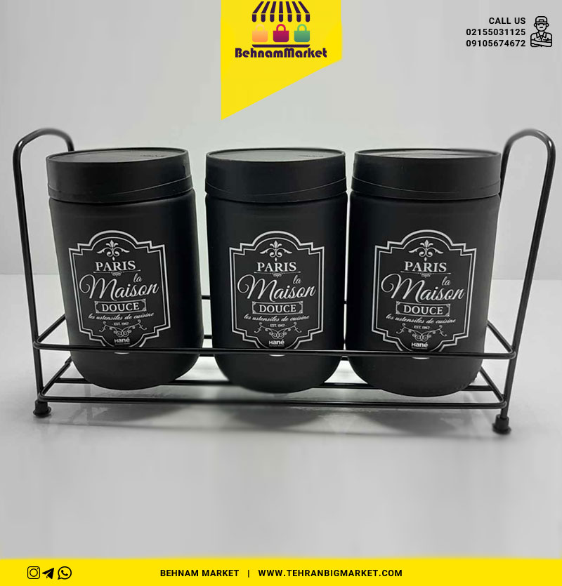 بانکه 3 عددی استند دار شیشه ای هانه