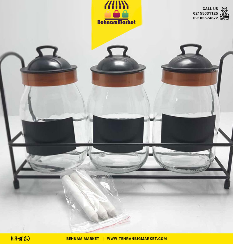 بانکه 3 عددی پایه دار کج دار شیشه ای هانه