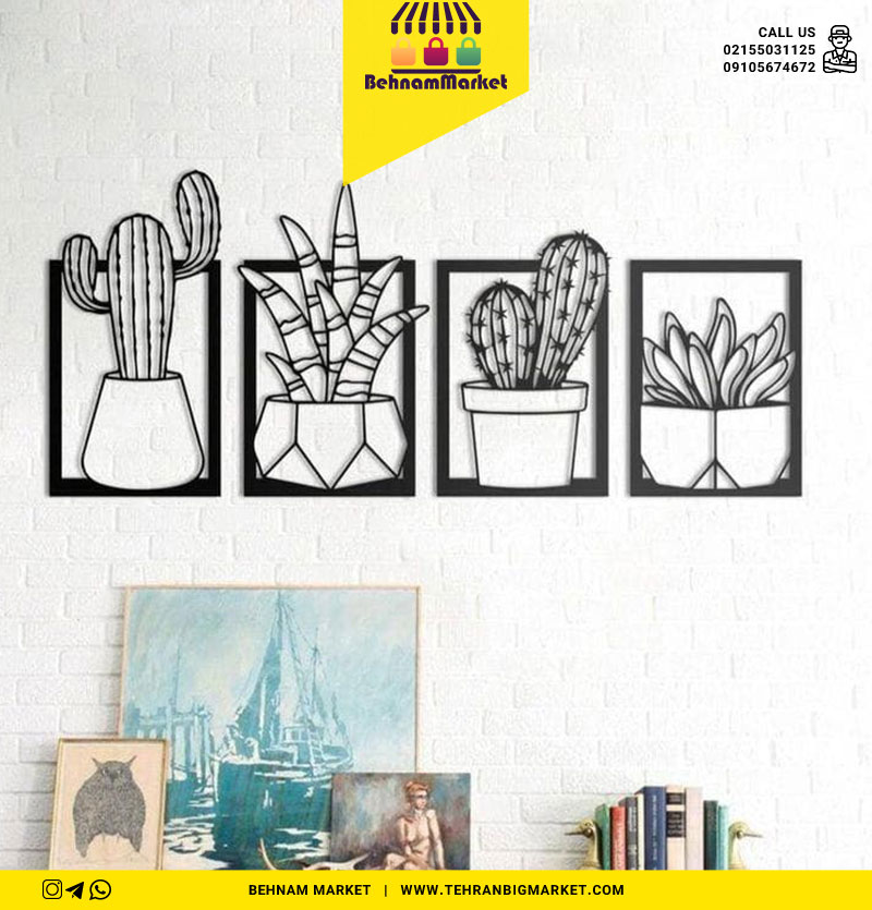 دیوار کوب چوبی طرح کاکتوس