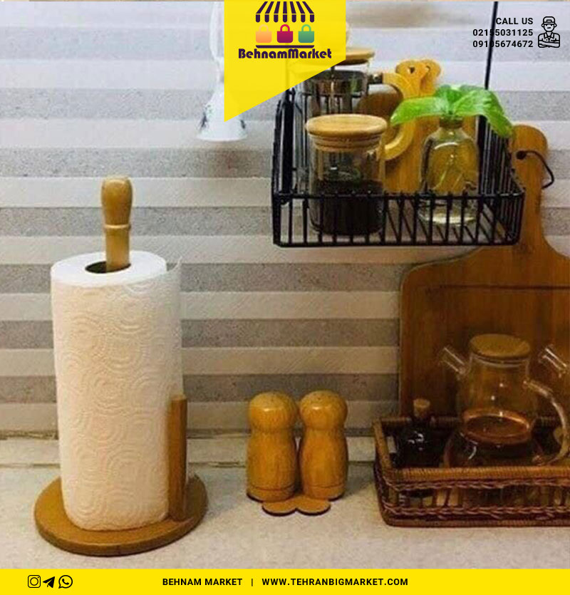 جا دستمال رولی چوبی درجه یک