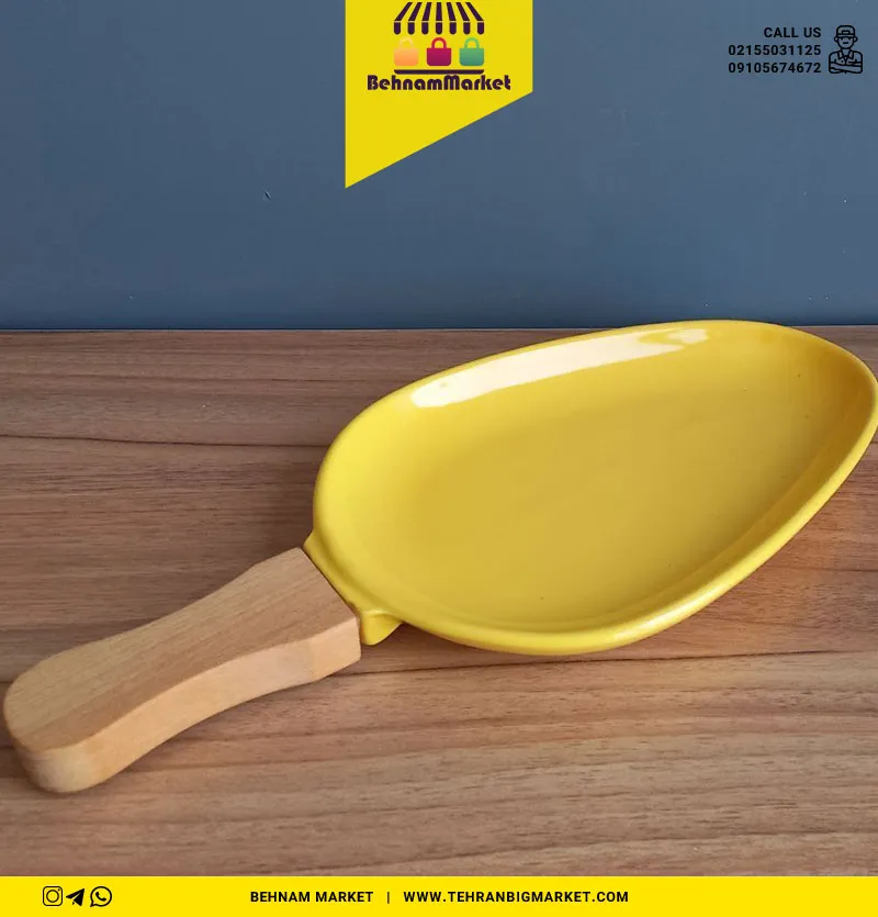 اردو خوری دسته چوبی رنگ زرد