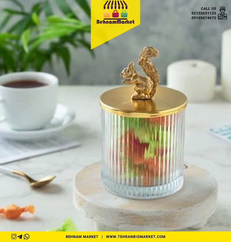 تنقلات خوری گوزن شیشه در استیل طلایی