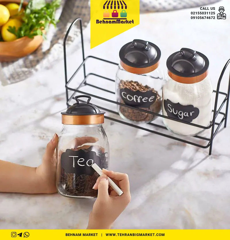 بانکه 3 عددی پایه دار کج دار شیشه ای هانه