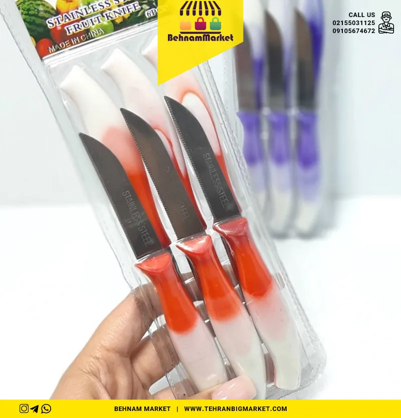 چاقو 6 تایی دسته دو رنگ
