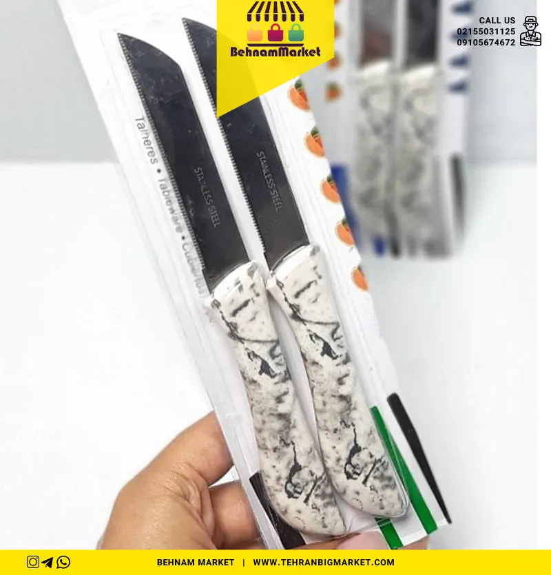 چاقو جفتی دسته ماربل پک 6 جفت