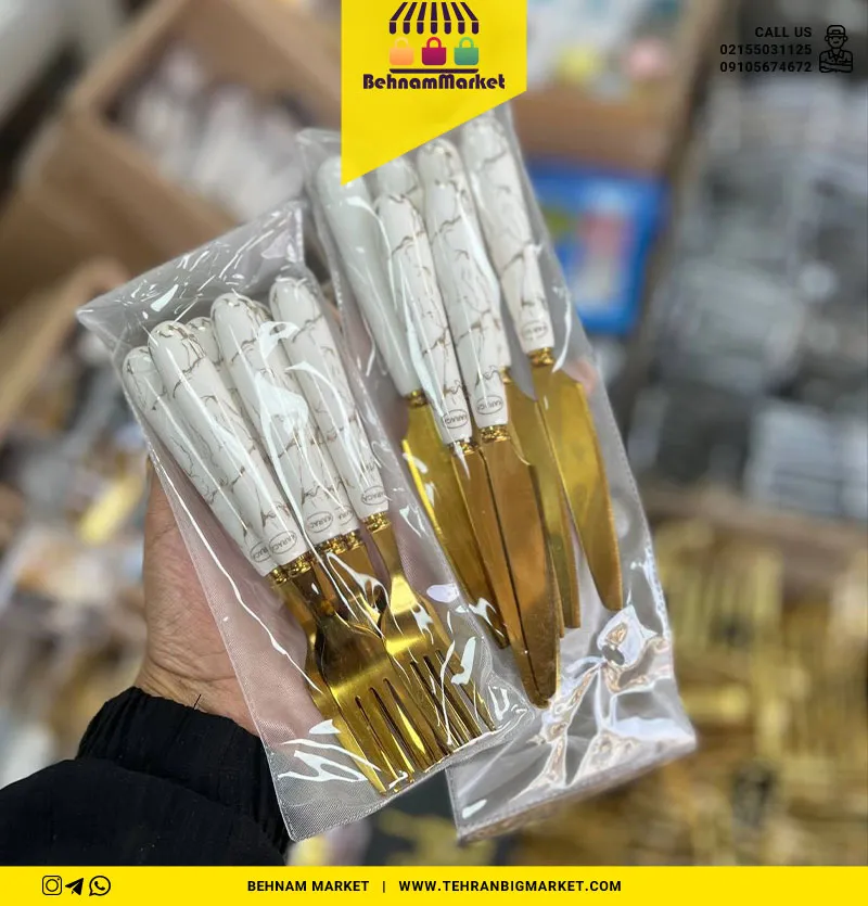 چنگال دسته سرامیک طلایی 6 عددی