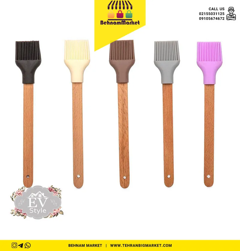 فرچه سیلیکونی دسته چوبی تخت