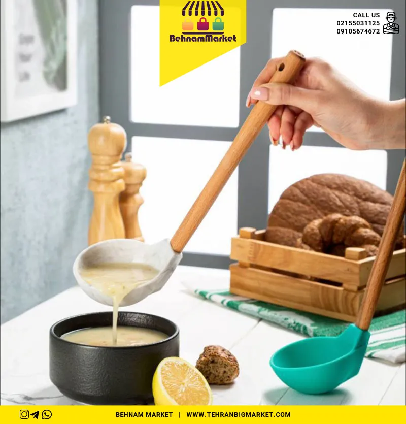 ملاقه سیلیکونی دسته گرد بزرگ