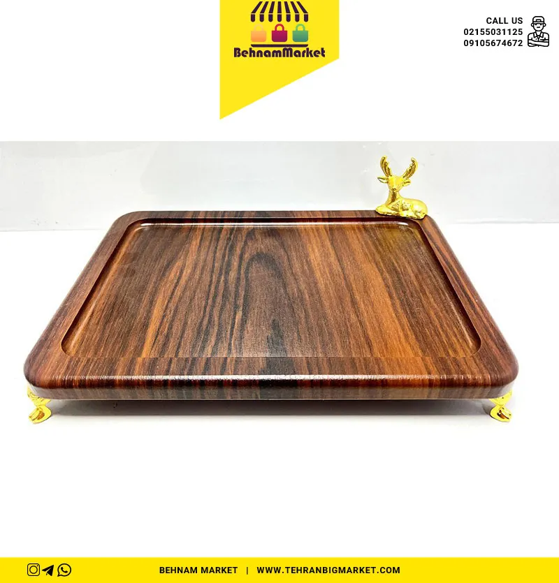 سینی سرو مستطیل پایه دار گوزن