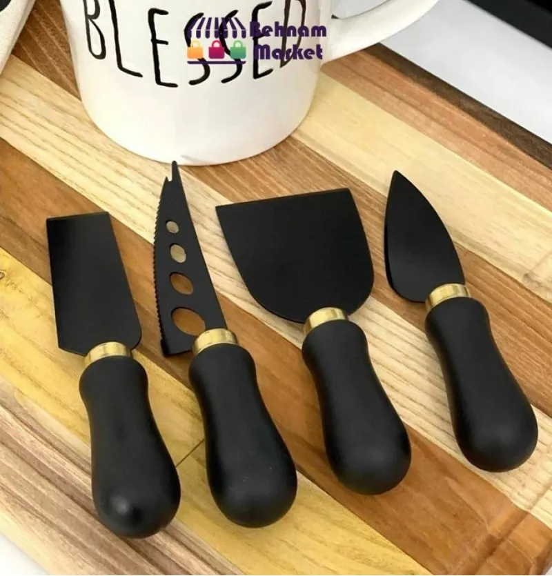 ست کارد 4 تایی صبحانه مشکی ماربل زوکی