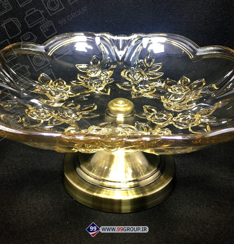 میوه خوری پايه فلز كريستال بزرگ