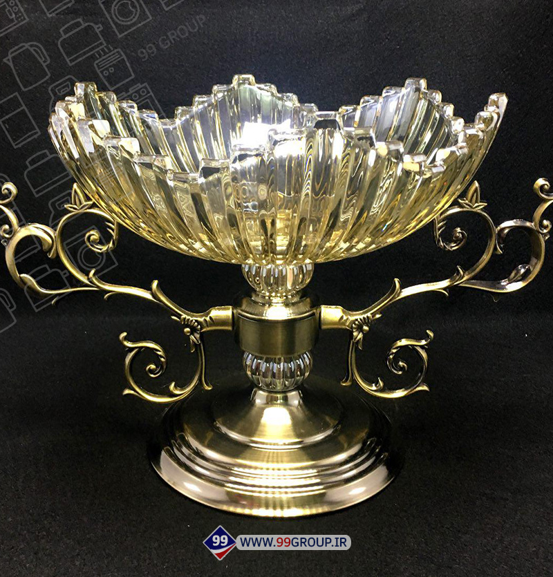 میوه خوری پايه فلز كريستال بزرگ
