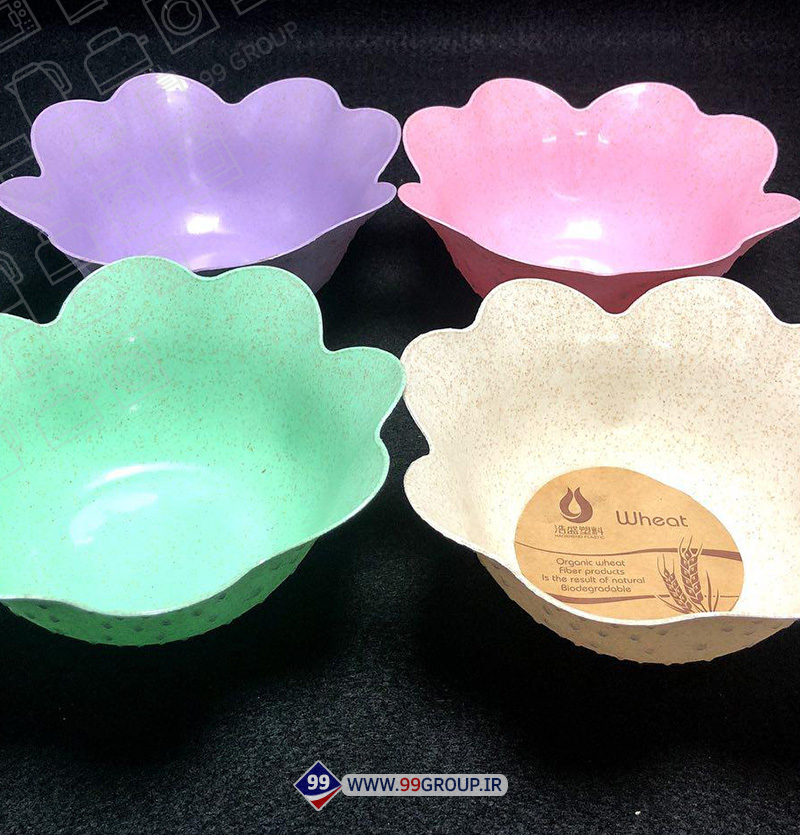 فروش عمده پياله الياف گندم ٤ تايی طرح گل