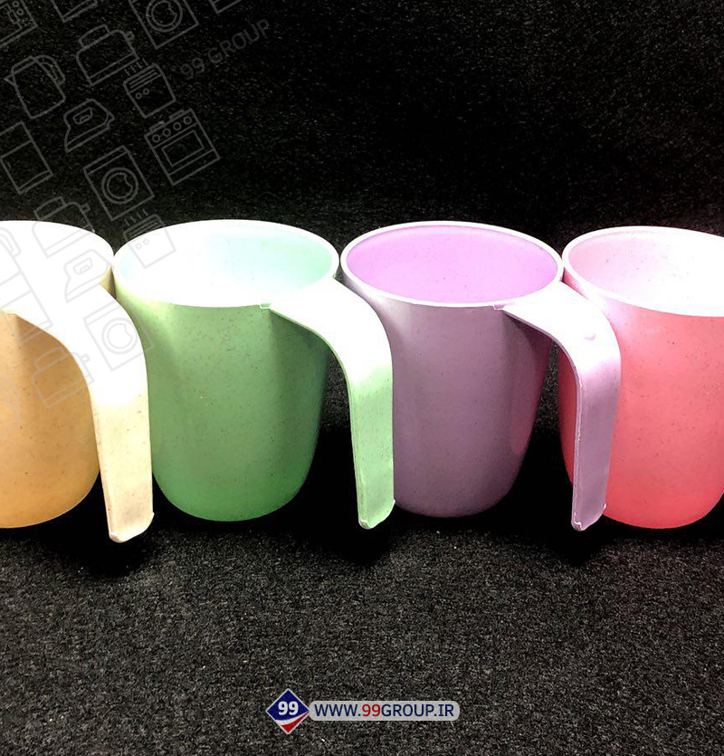 فروش عمده لیوان الیاف گندم 4 تایی دسته دار