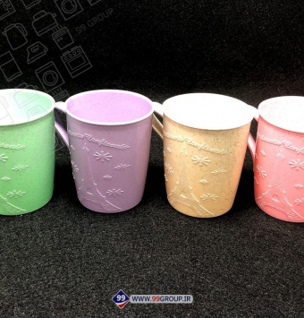 فروش عمده لیوان 4 تایی الیاف گندم طرح دار